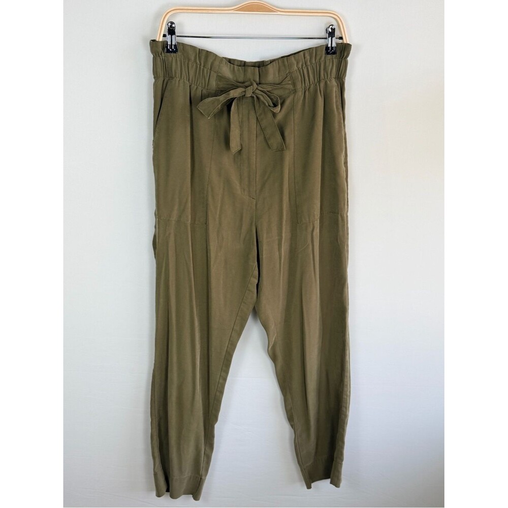 H&M Olive Green Tie Waist Tapered Pants Size 12